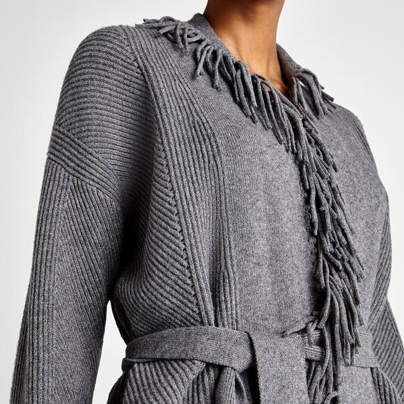 Splendid Cora Fringe Cardigan gray M medium NWT NEW - Picture 2 of 12